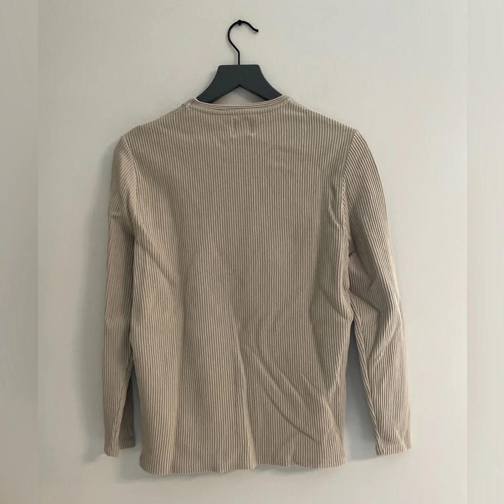 Zara Textured Long Sleeve Crewneck Pullover